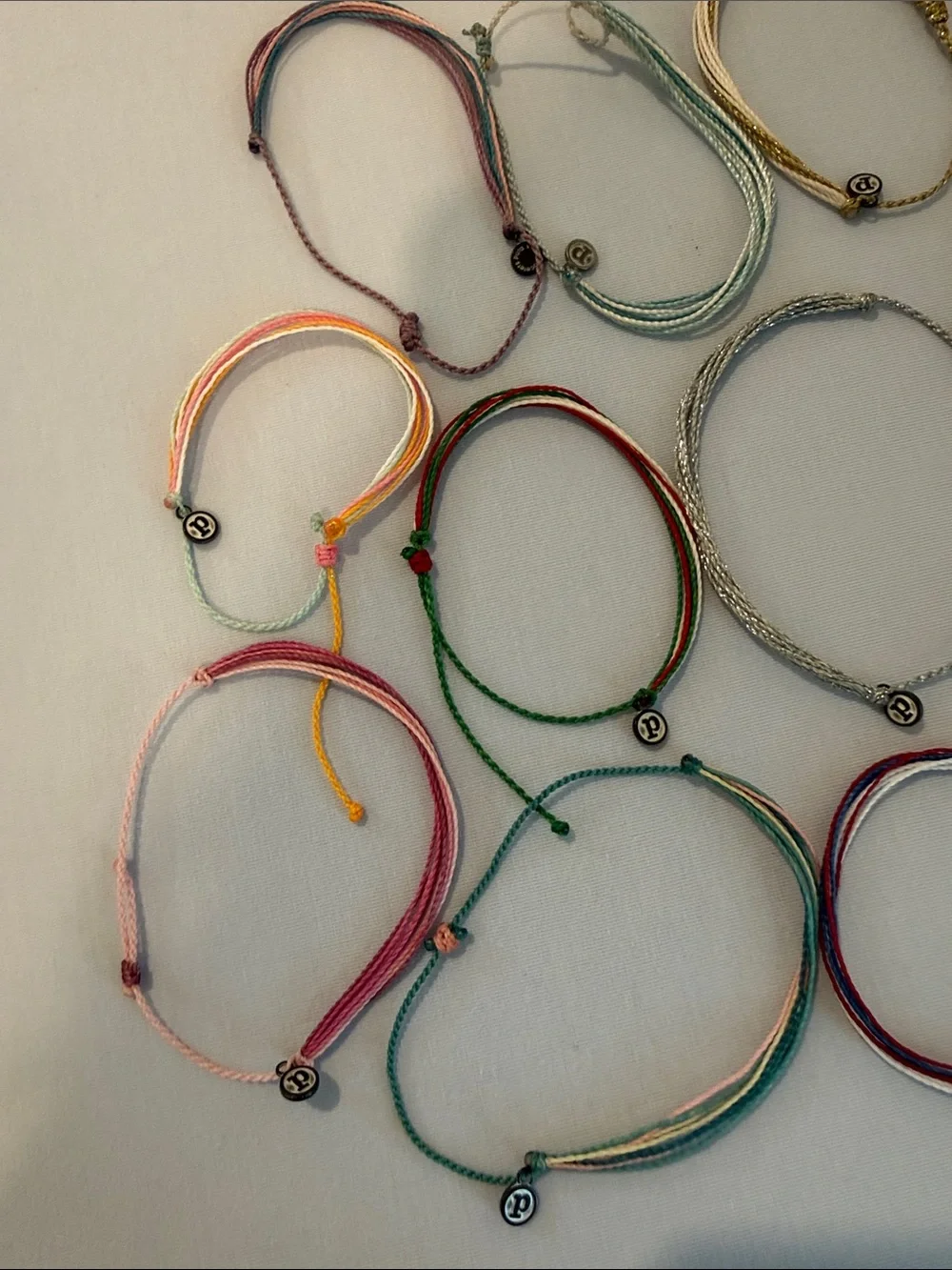 Handmade Multicolor String Bracelets with Charm - Assorted Colors